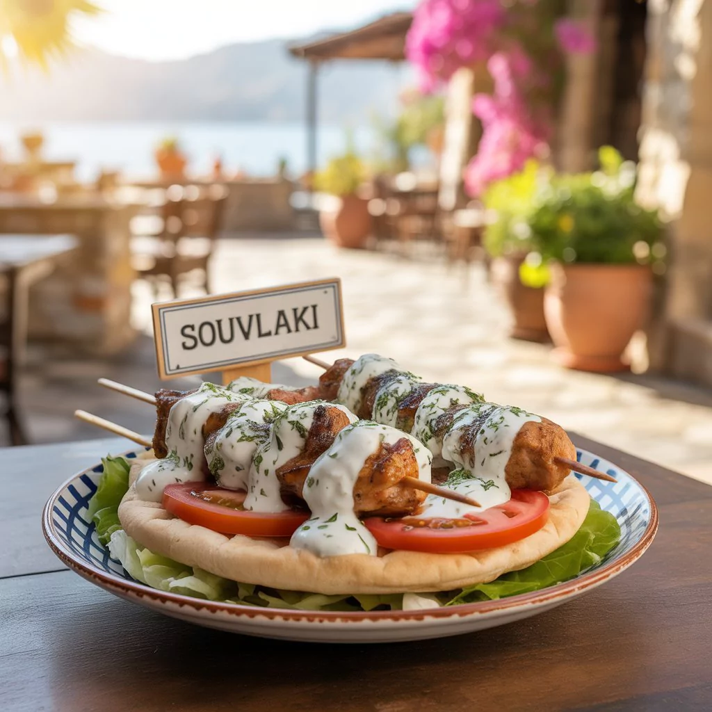 Juicy Greek Chicken Souvlaki Skewers with Fresh Tzatziki Sauce