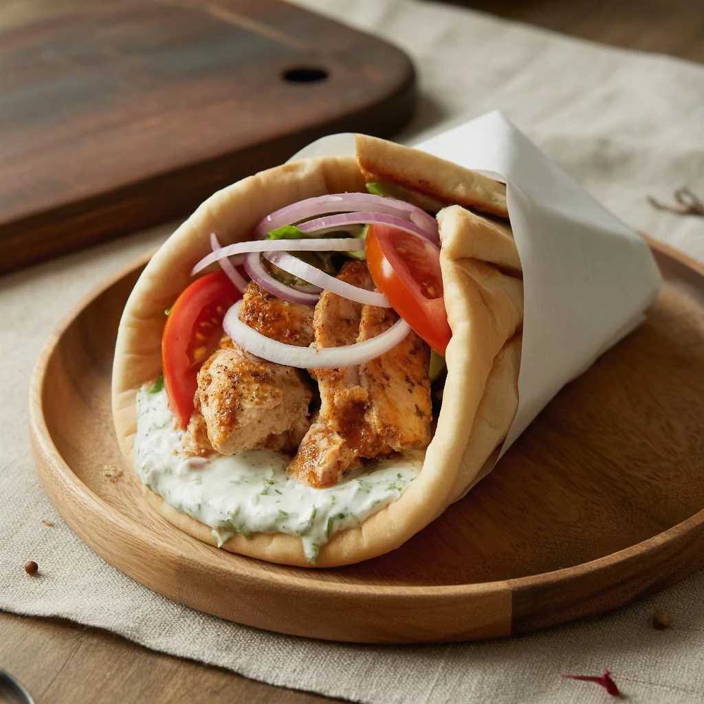 Chicken Gyros with Tzatziki Sauce – A Taste of Greece at Home 4 Savory Chicken Gyros Platter with Homemade Tzatziki Sauce