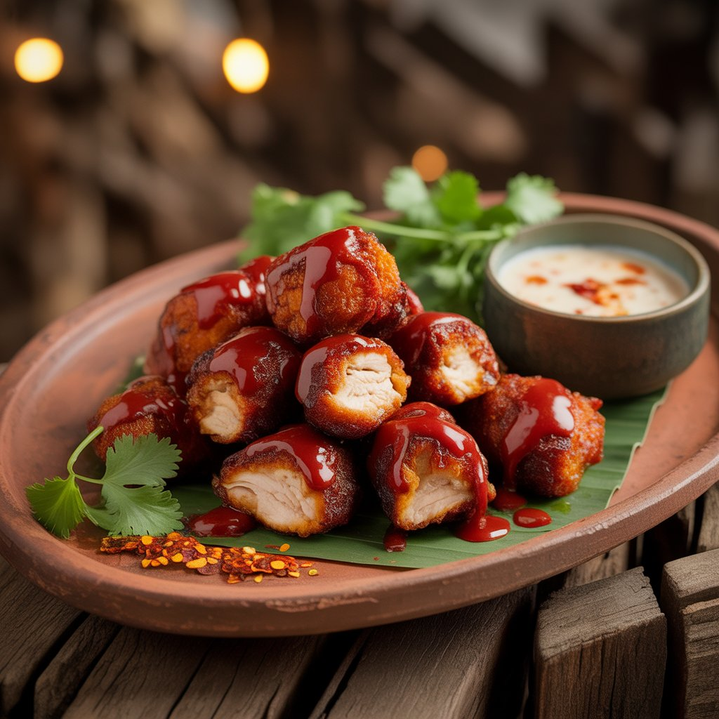 Spicy Snake Bites Recipe – A Fiery Snack You’ll Crave Again & Again! 3 Plate of spicy snake bites served with dipping sauce