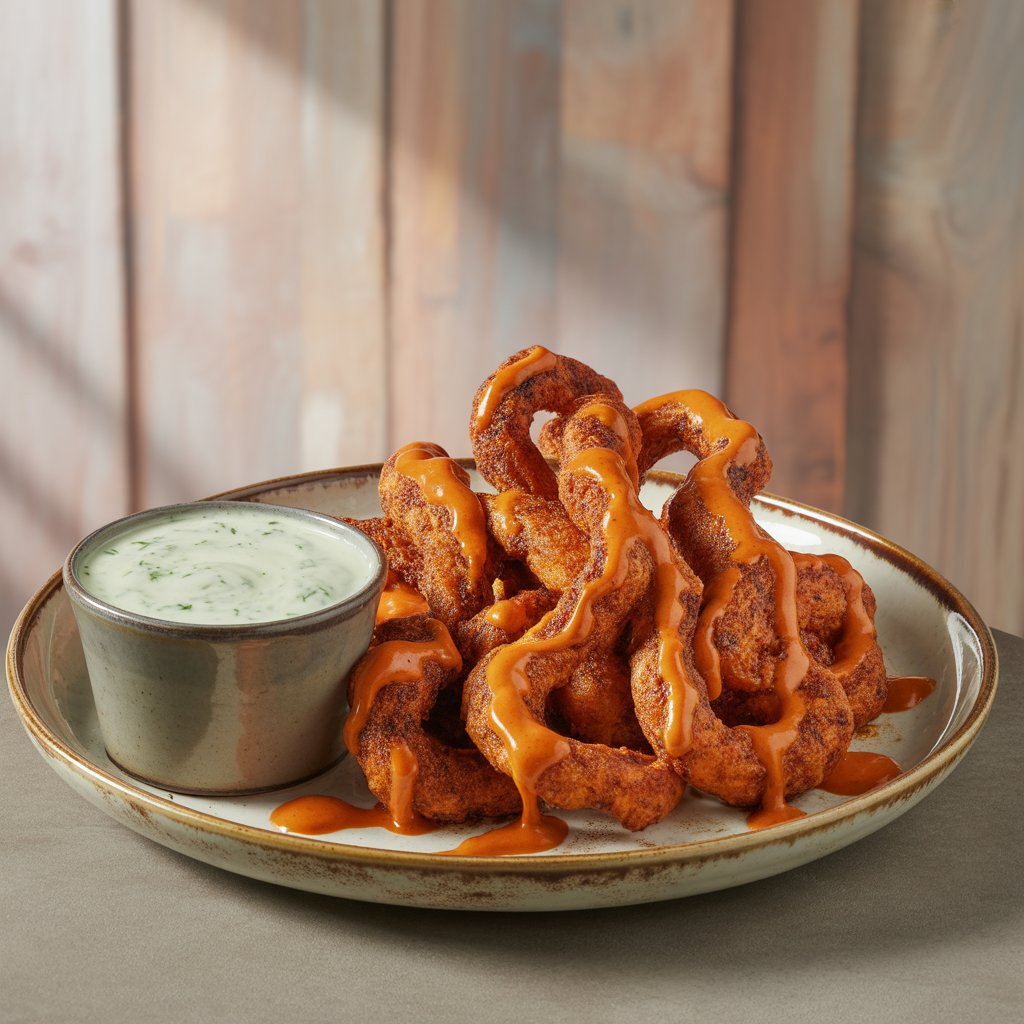 Spicy Snake Bites Recipe – A Fiery Snack You’ll Crave Again & Again! 4 Crispy golden snake bites on a wooden serving board