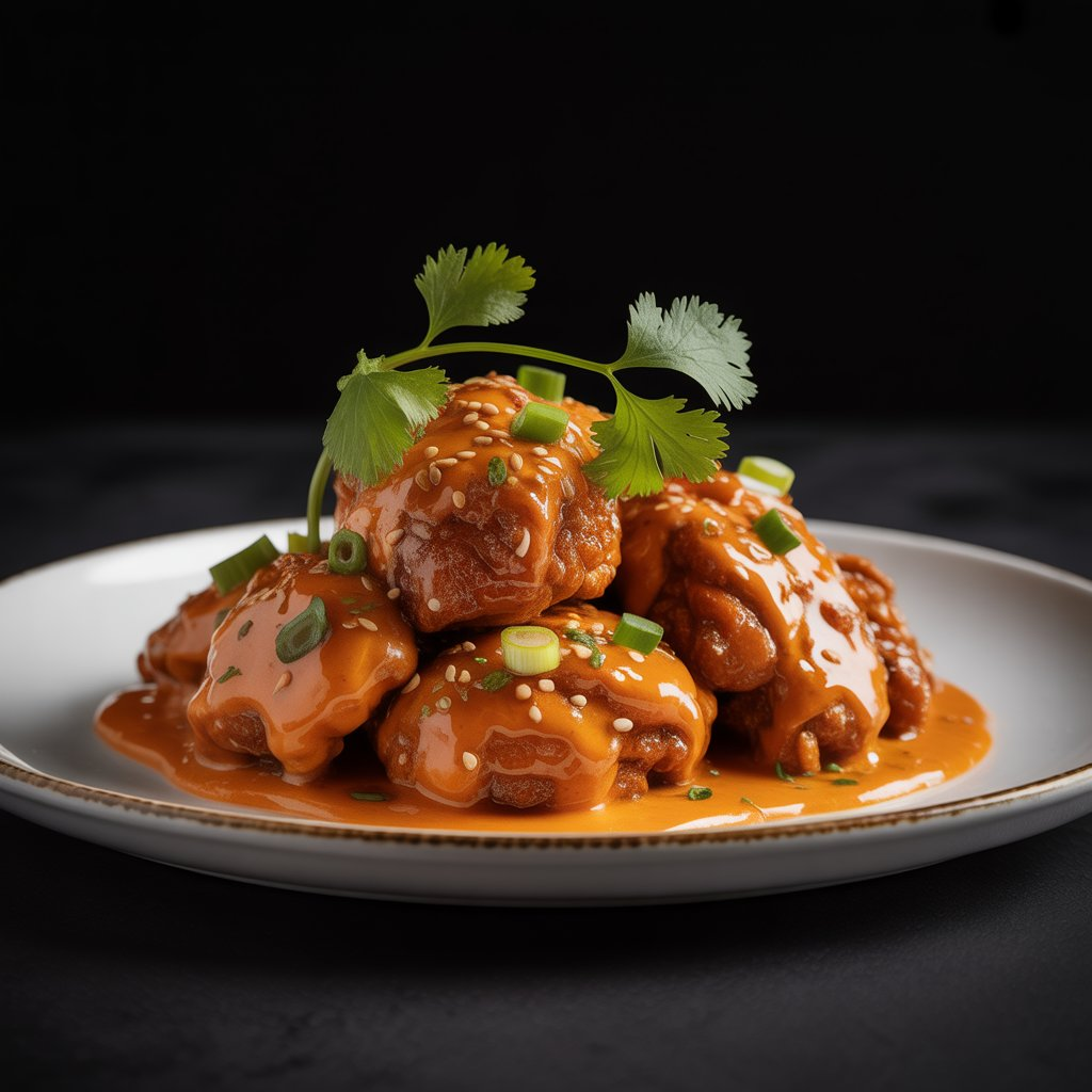Bang Bang Chicken Recipe – Crispy, Creamy & Bursting with Flavor! 3 Plate of Bang Bang Chicken garnished with fresh herbs