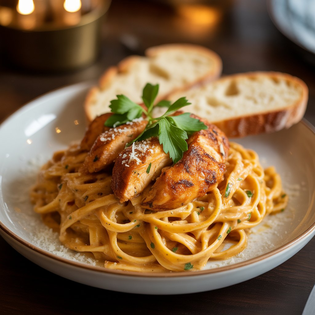 Cowboy Butter Chicken Linguine – Spicy, Buttery & Irresistible! 4 Close-up of spicy cowboy butter chicken linguine
