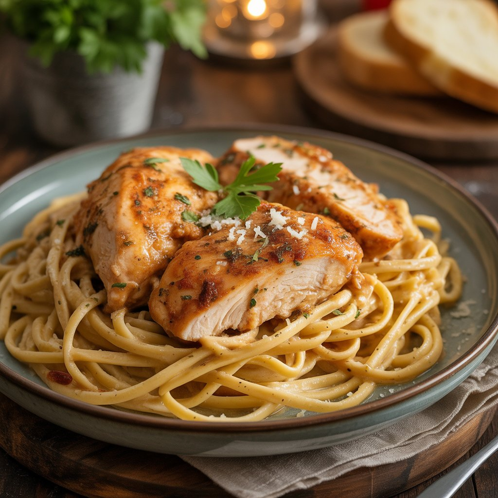 Cowboy Butter Chicken Linguine – Spicy, Buttery & Irresistible! 3 Creamy linguine pasta with cowboy butter chicken