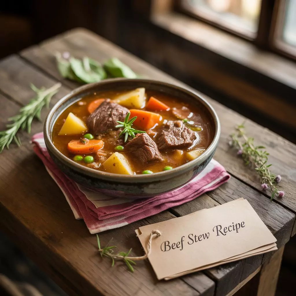 Beef Stew Recipe – Hearty, Comforting & Easy to Make 4 Warm beef stew with chunks of beef, onions, and flavorful broth