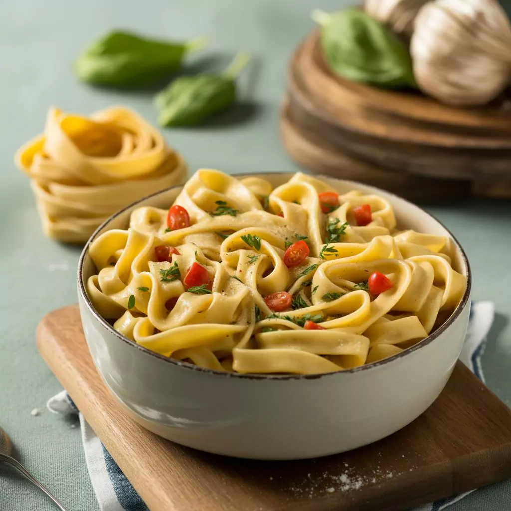 Homemade Pasta Make Restaurant-Worthy Fresh Pasta in 20 Minutes 3 Boiled homemade pasta served with tomato sauce and basil