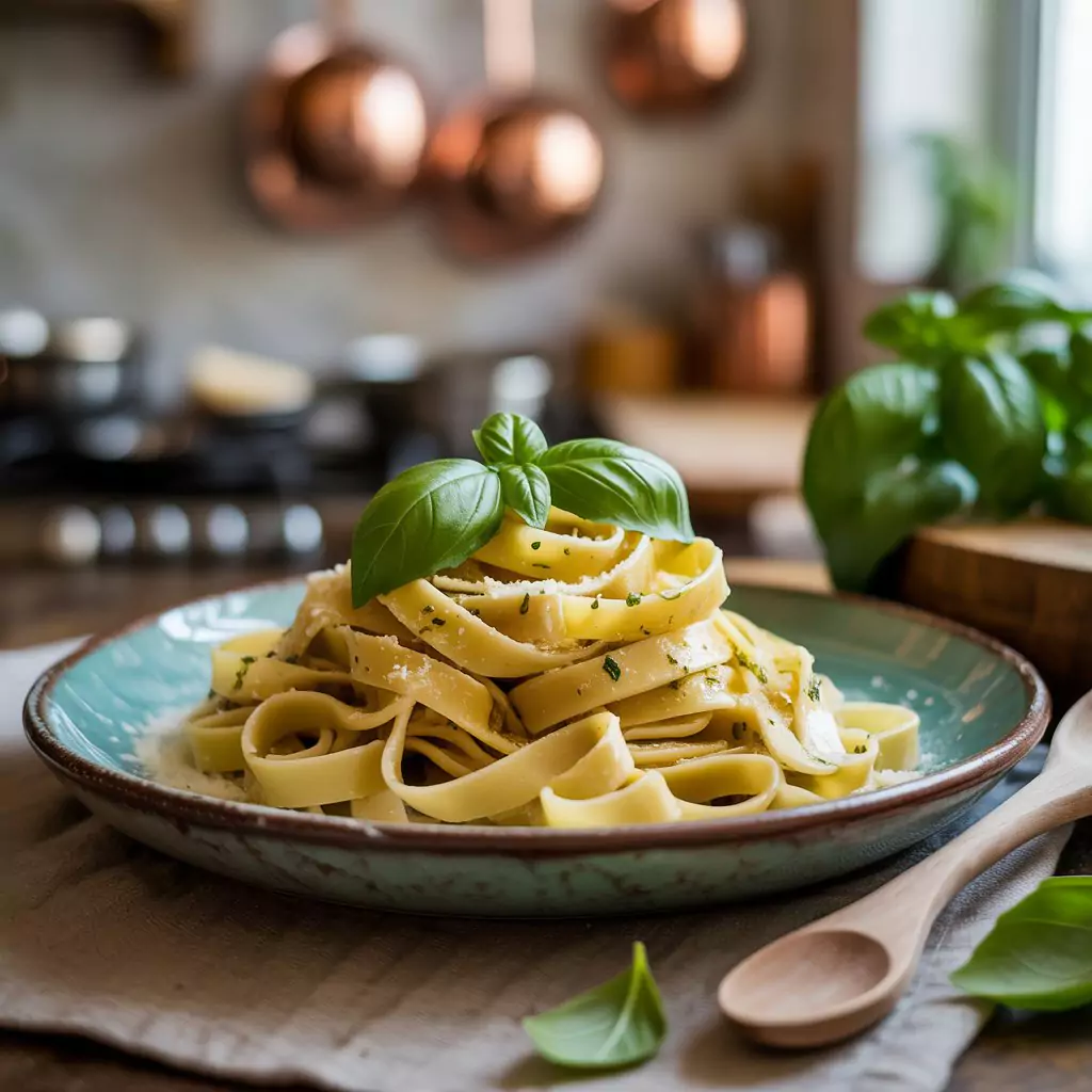 Homemade Pasta Make Restaurant-Worthy Fresh Pasta in 20 Minutes 4 Plate of freshly made homemade pasta with parmesan cheese