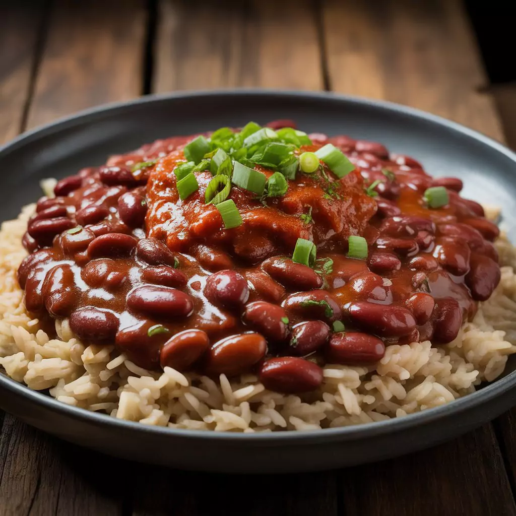Red Beans and Rice Recipe – Hearty, Flavorful & Authentic Comfort Food 2 Hearty red beans and rice served in a bowl with fresh herbs
