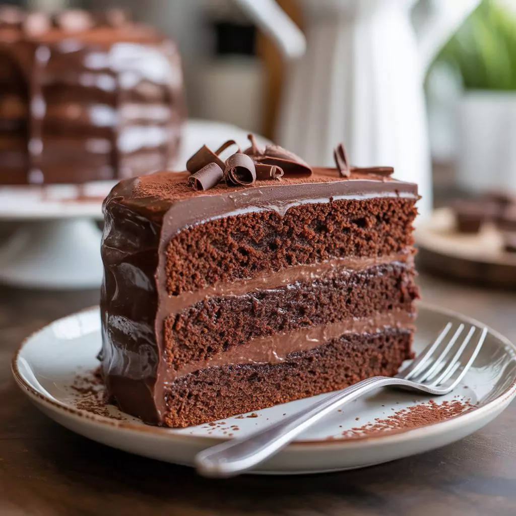 Chocolate Cake Recipe – Rich, Moist & Homemade 4 Elegant restaurant-style chocolate cake recipe served with a drizzle of chocolate sauce