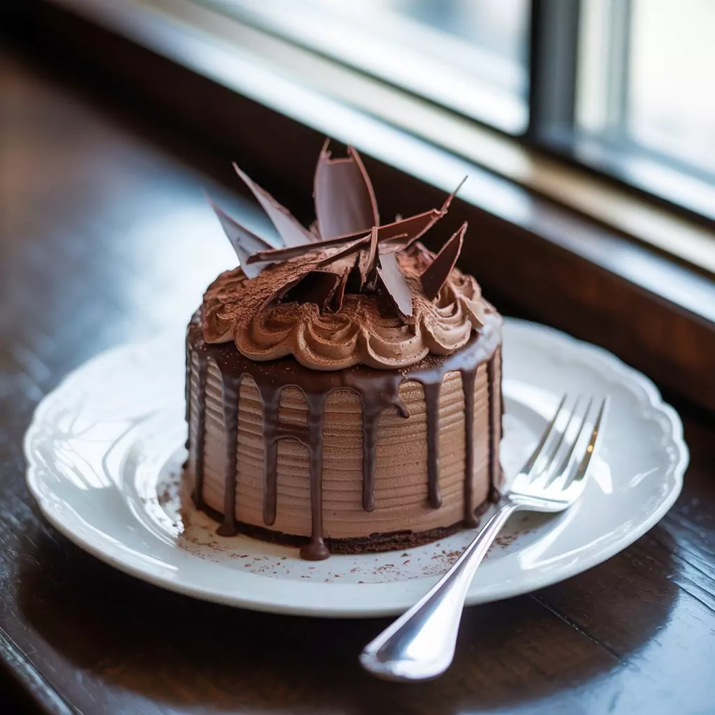 Chocolate Cake Recipe – Rich, Moist & Homemade 2 Moist slice of chocolate cake layered with creamy filling on a dessert plate