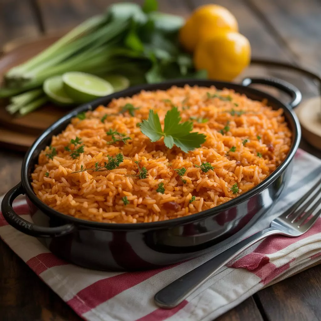 Spanish Rice Recipe – Rich, Flavorful & Perfect Every Time 2 Authentic Spanish rice served in a bowl with fresh herbs