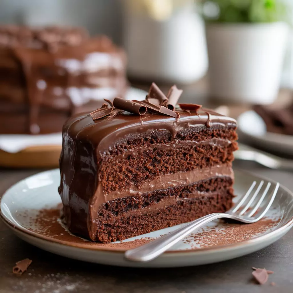 Chocolate Cake Recipe – Rich, Moist & Homemade 3 Delicious chocolate cake topped with sprinkles and chocolate cake recipes curls for a festive look