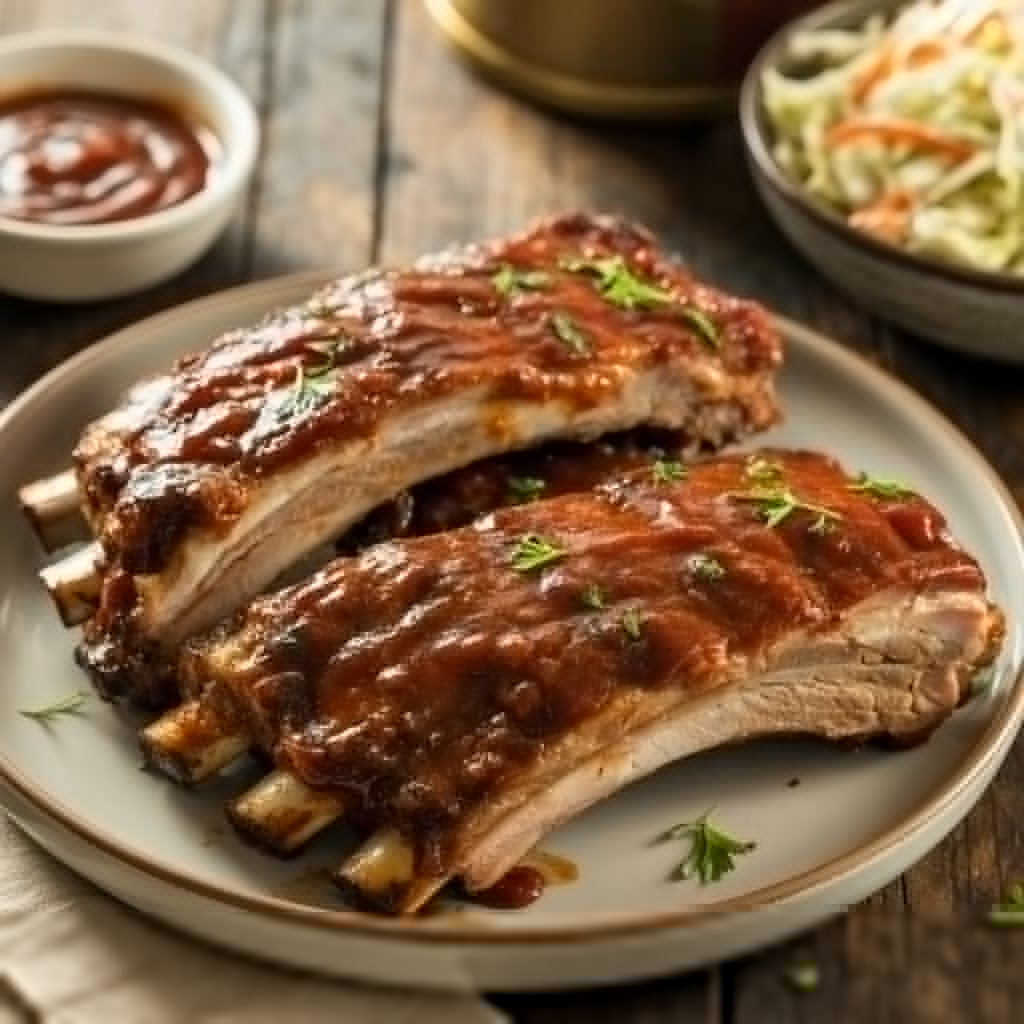 Oven Baked Ribs Recipe – Fall-Off-the-Bone Tender & Juicy! 3 Tender and juicy baked ribs served with fresh herbs